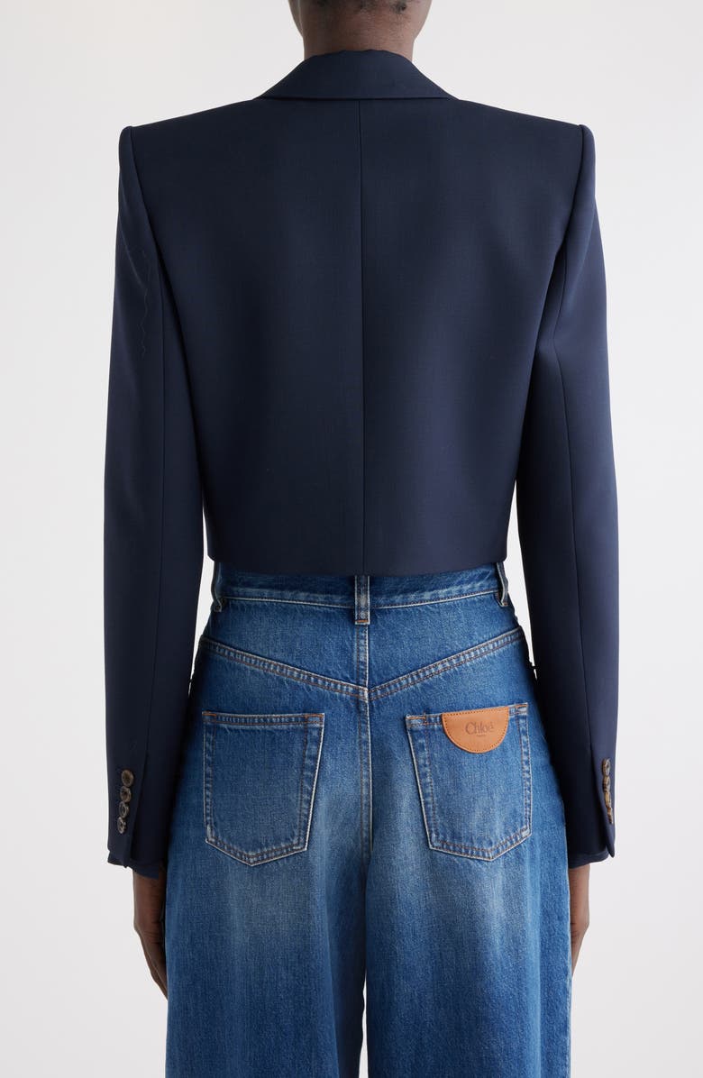Chloé One-Button Crop Wool Blazer, Alternate, color, 