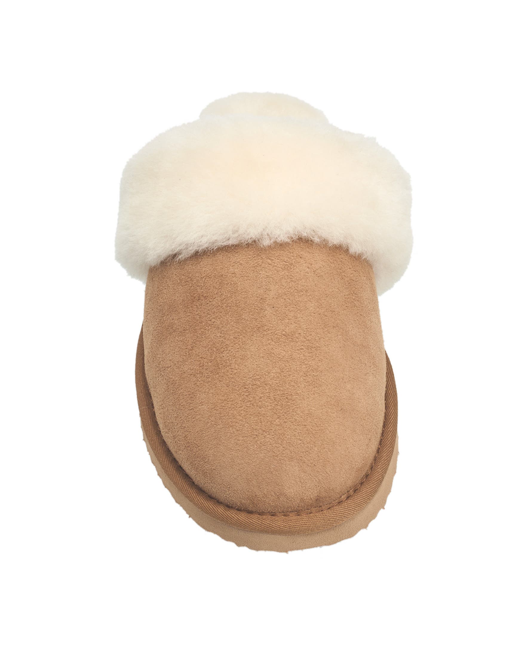 French Connection Gens Fur Band Open Slipper, Alternate, color, Chestnut