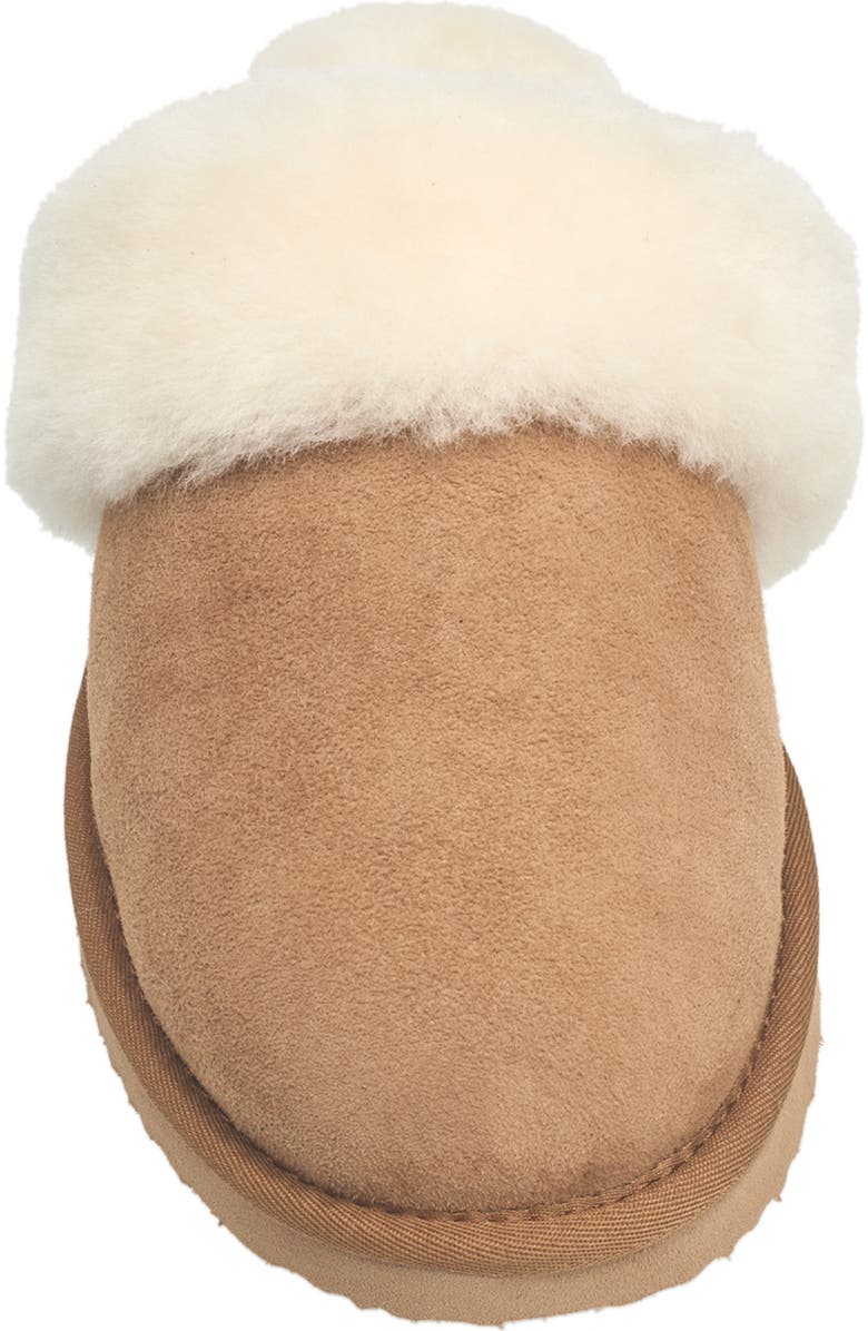 French Connection Gens Fur Band Open Slipper, Alternate, color, Chestnut