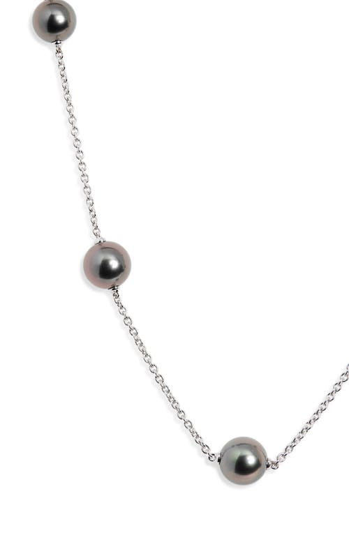 Mikimoto Black South Sea Pearl Station Necklace In Metallic