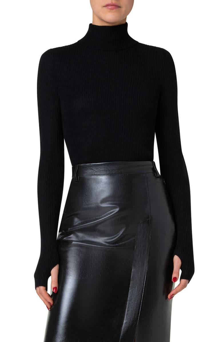 Akris Cashmere & Silk Fine Rib Turtleneck Sweater, Main, color, 
