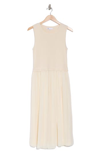 Daniel Rainn Twofer Sleeveless Mixed Media Dress In Natural