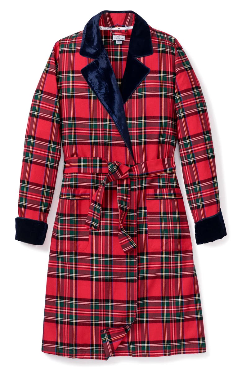 Petite Plume Imperial Tartan Robe, Alternate, color, Red