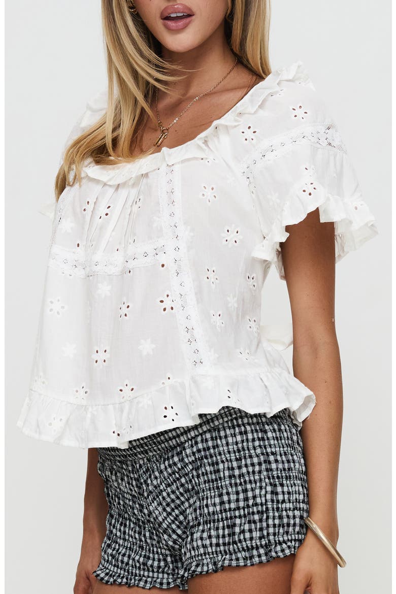 Teigen Eyelet Lace Top, Alternate, color, WHITE