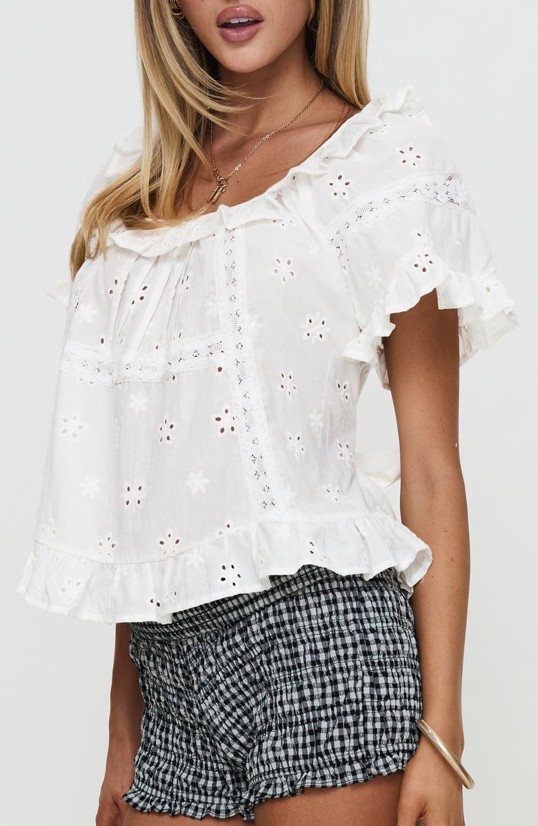 Princess Polly Teigen Eyelet Lace Top, Alternate, color, 