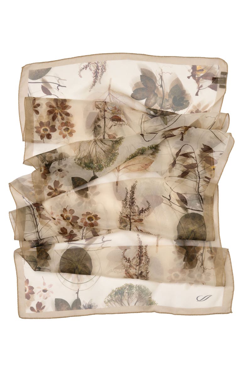 Elizabetta Botanica - Long Sheer Silk Scarf for Women, Alternate, color, Beige