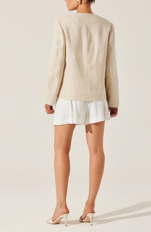 Astr The Label Dannika Collarless Linen Blazer In Brown