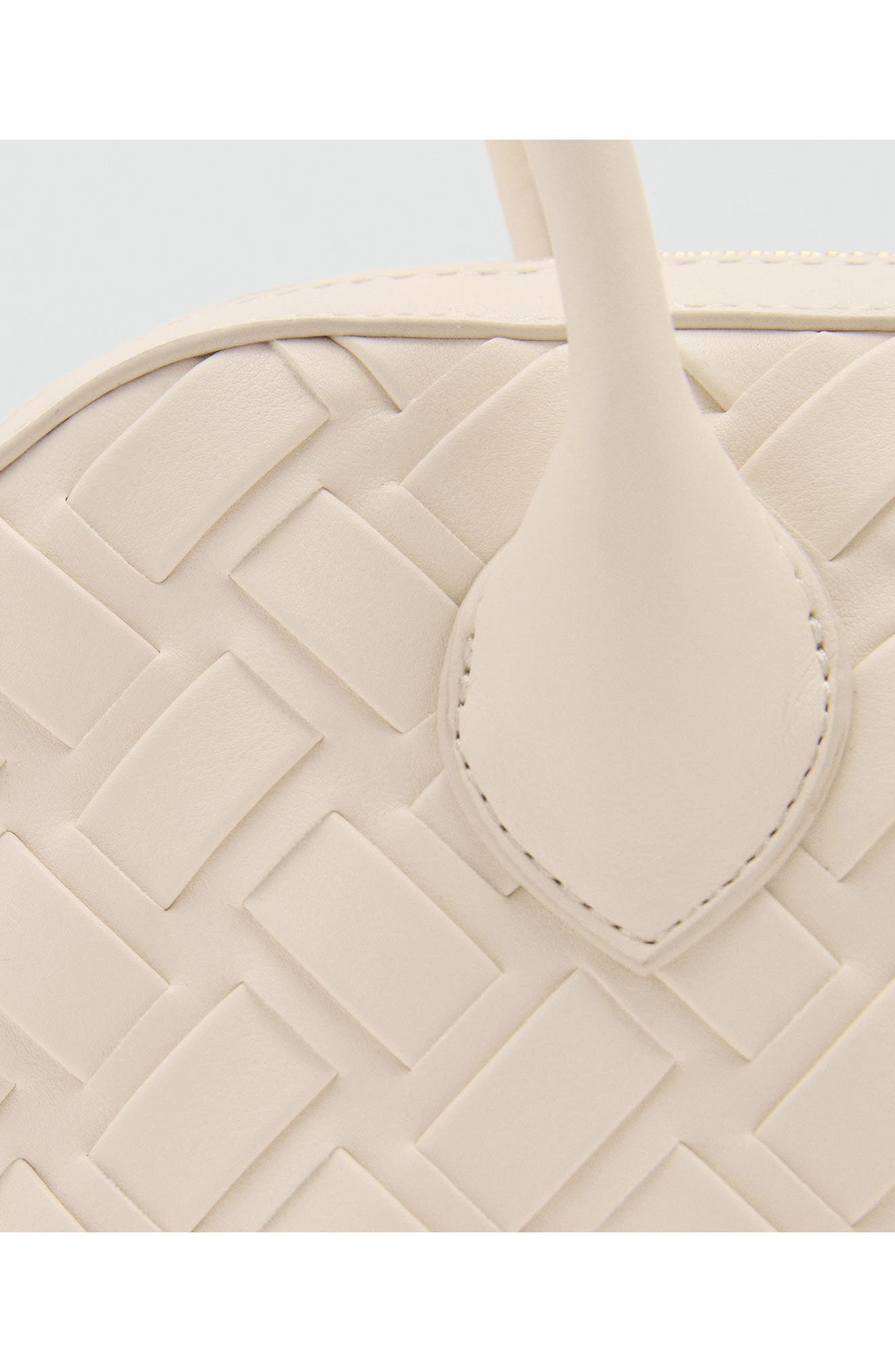 MANGO Braided Faux Leather Bowling Bag, Alternate, color, Off White