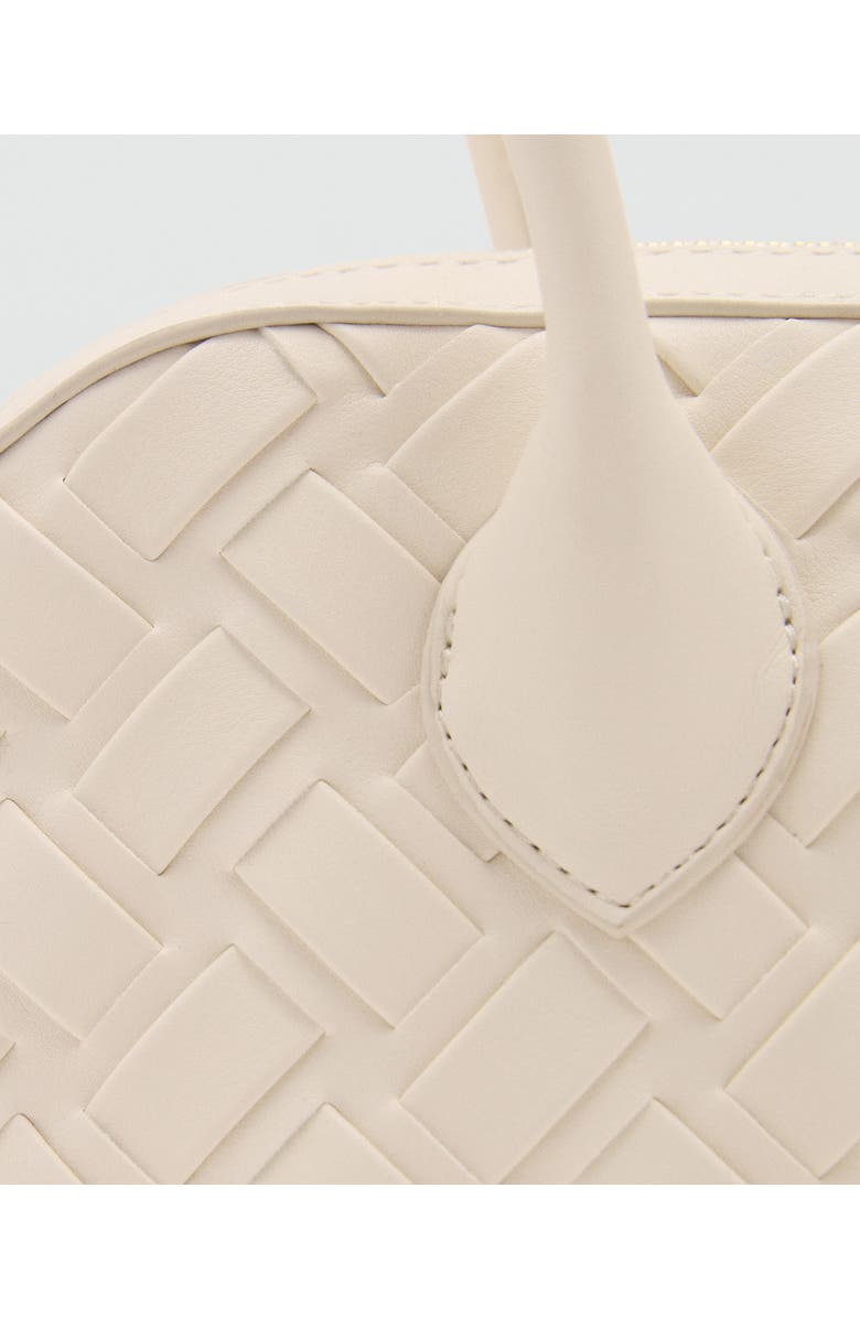 MANGO Braided Faux Leather Bowling Bag, Alternate, color, Off White