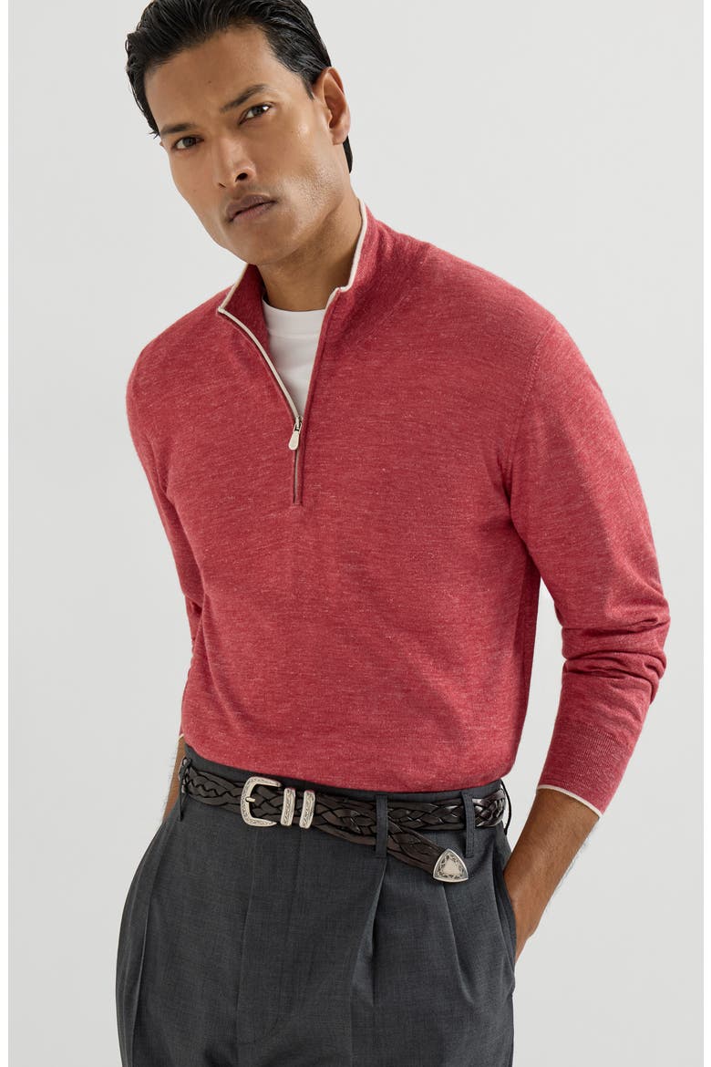Sweater with half zipper, Alternate, color, Strawberry