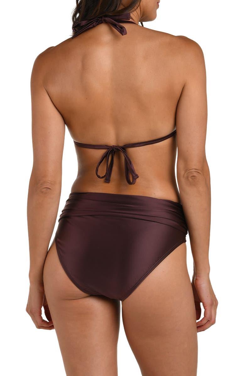 La Blanca Earth Halter Bikini Top, Alternate, color, Truffle