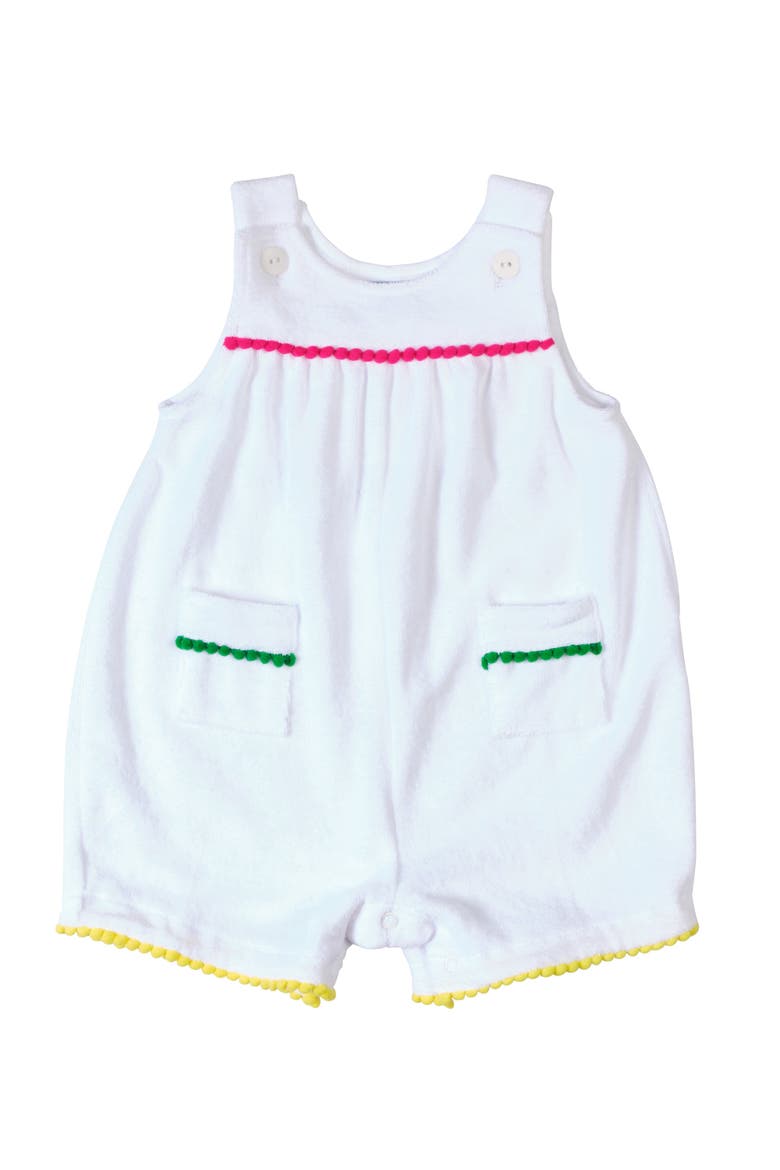 Terry Romper With Pom Poms, Main, color, White
