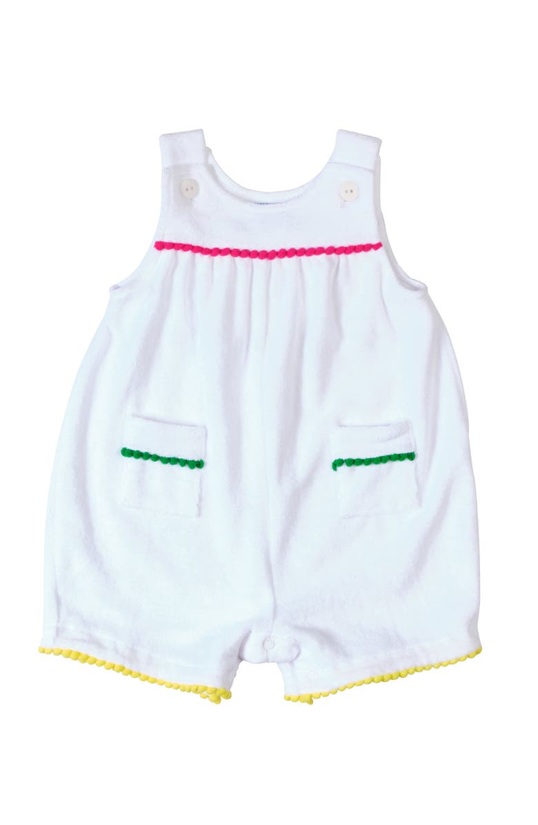 Florence Eiseman Terry Romper With Pom Poms, Main, color, White
