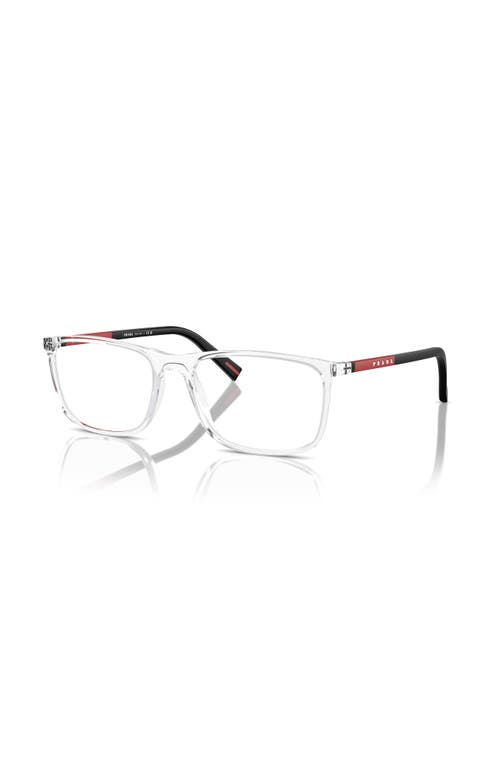 Prada Linea Rossa 57mm Rectangle Optical Glasses In Transparent