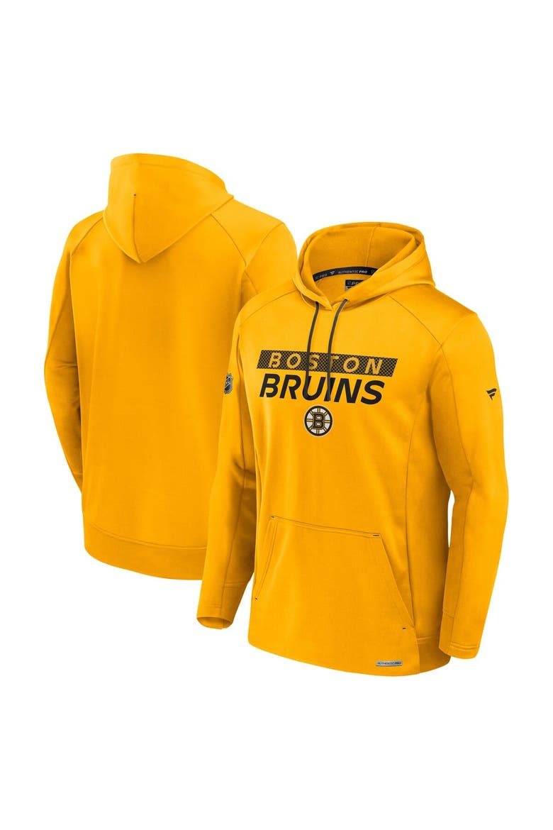 Men's Fanatics  Gold Boston Bruins Authentic Pro Rink Fleece Pullover Hoodie, Main, color, Gold