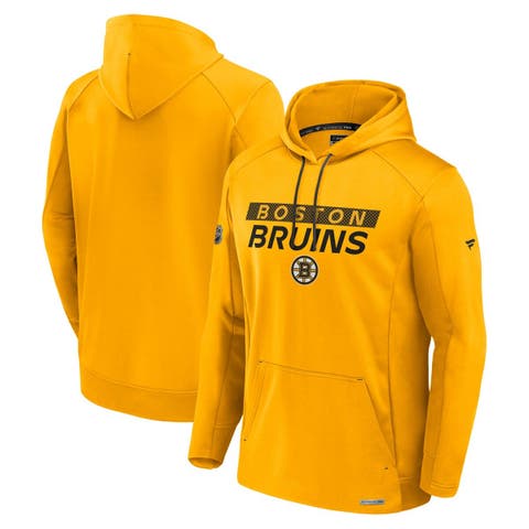 Men's Fanatics  Gold Boston Bruins Authentic Pro Rink Fleece Pullover Hoodie
