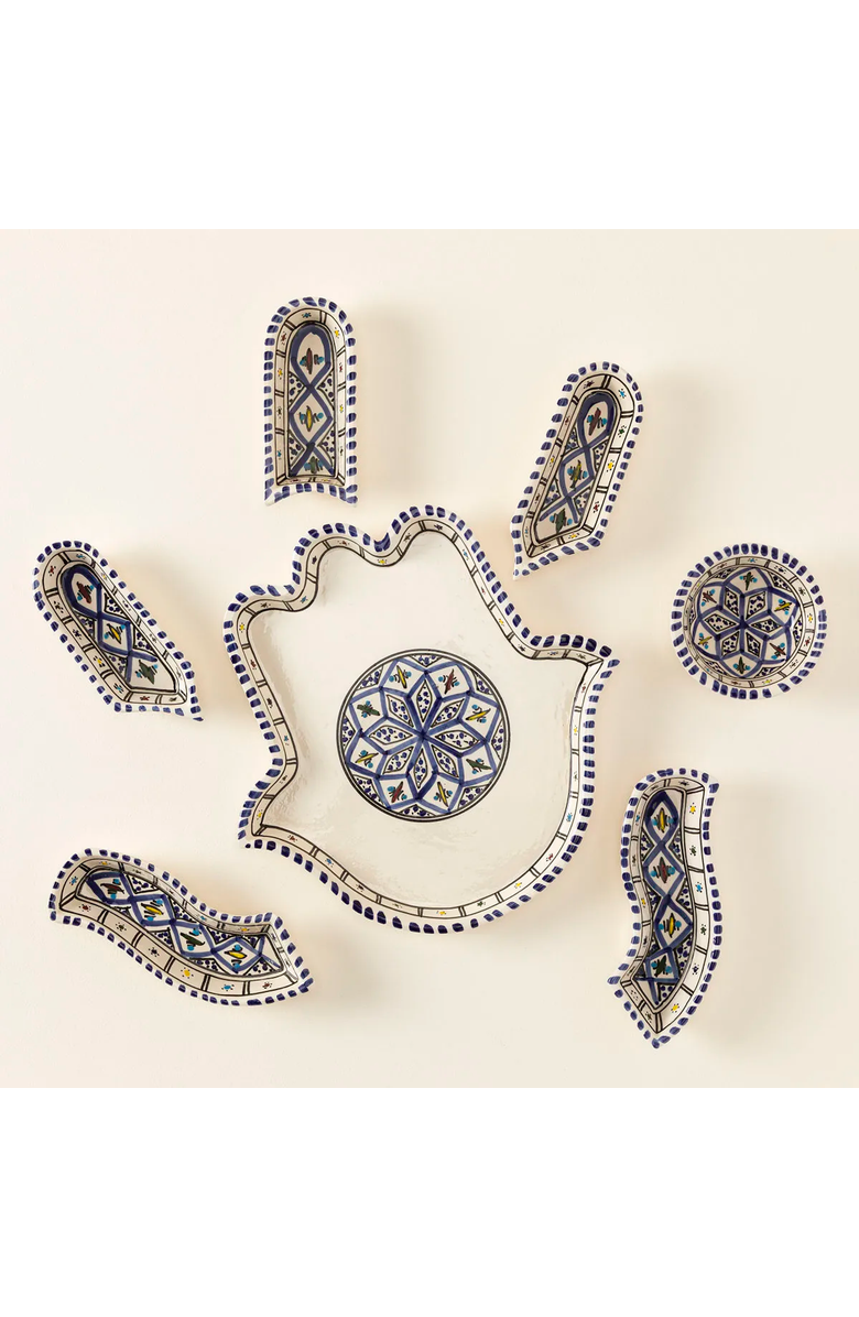 Uncommon Goods Hamsa Mezze Server by Kamsah, Alternate, color, Blue Hand-Painted