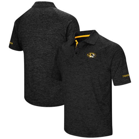 Men's Colosseum Heathered Black Missouri Tigers Down Swing Raglan Polo
