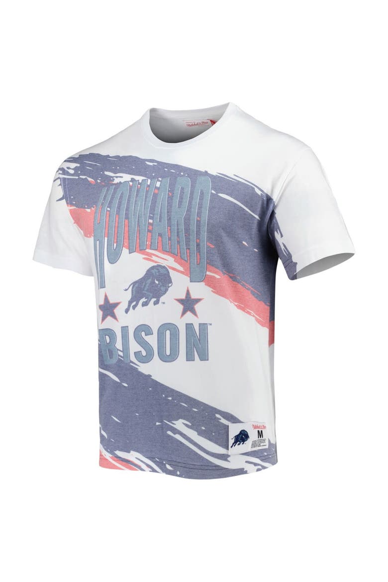 Men's Mitchell & Ness White Howard Bison Paintbrush Sublimated T-Shirt, Alternate, color, White