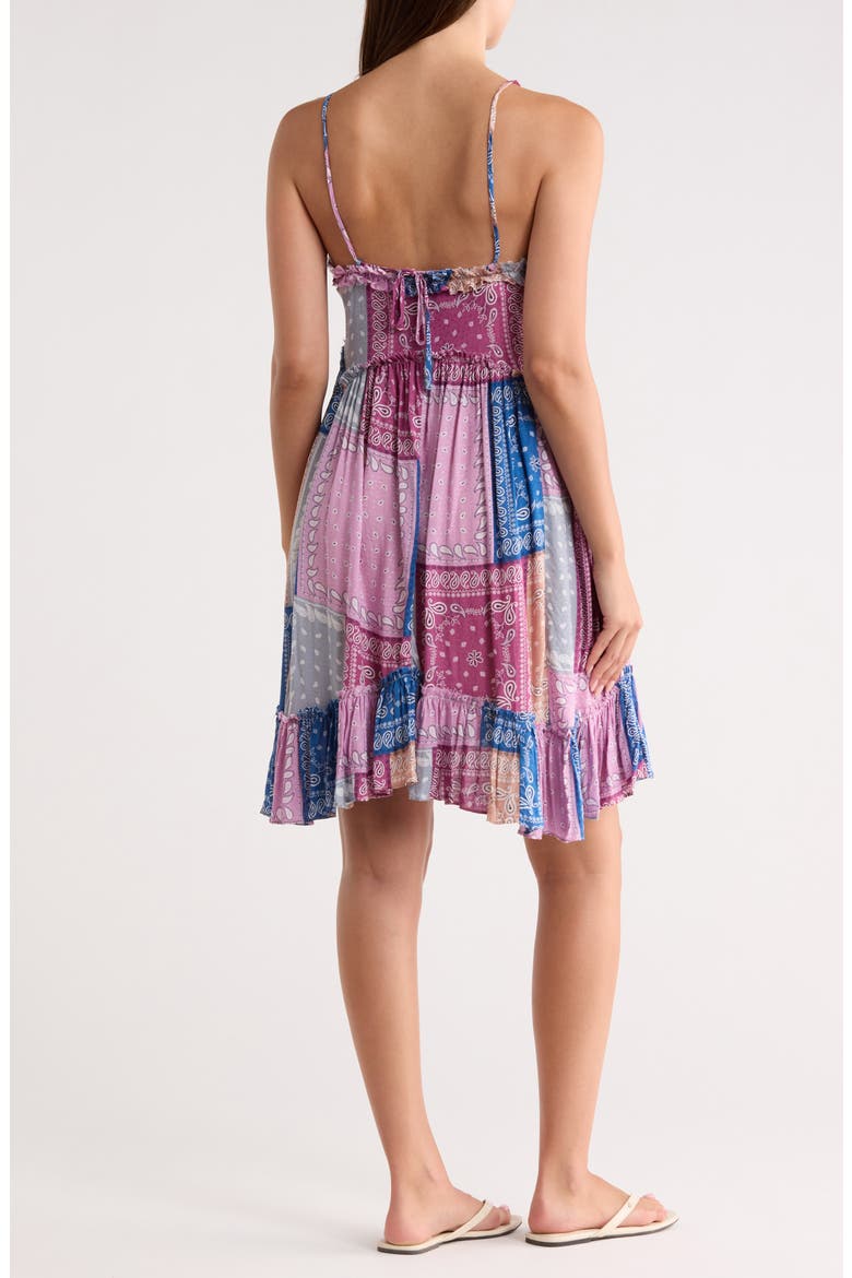 Patchwork Print Babydoll Minidress, Alternate, color, LAVENDER / BLUE