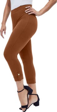 Jessica London Stretch Cotton Cuff-Button Capri Legging
