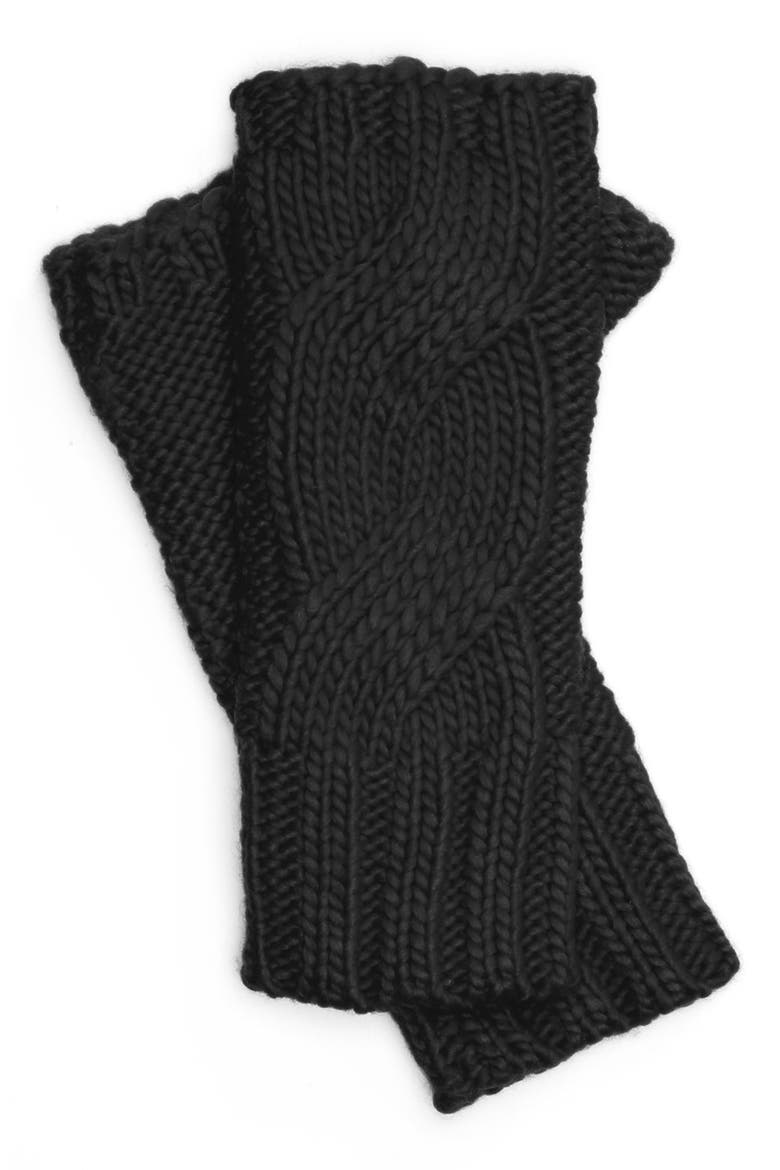 Cable Knit Arm Warmers, Main, color, BLACK