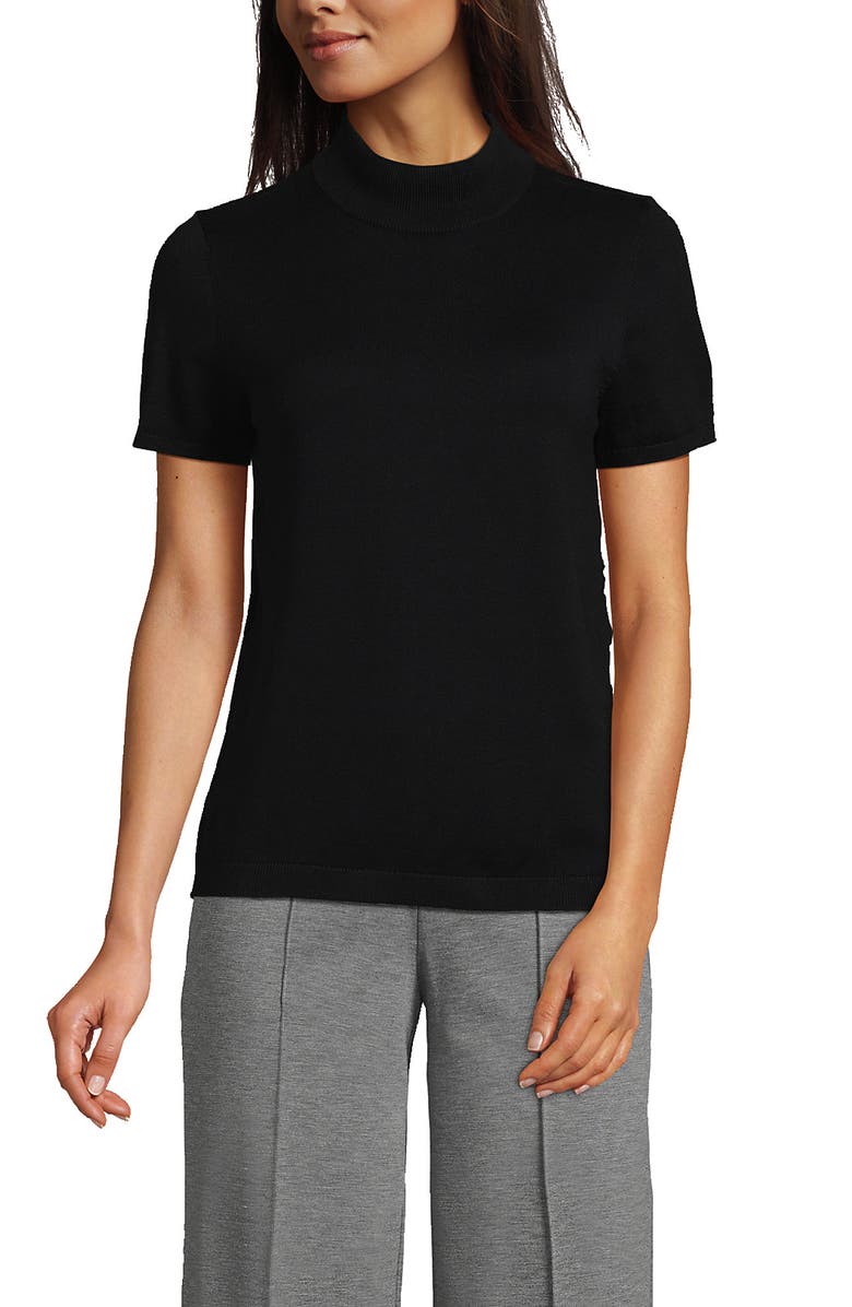 Lands' End Cotton Modal Half Sleeve Mock Neck Pullover Sweater, Main, color, 
