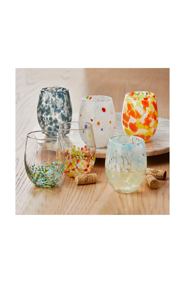 tag Pebble Glass Stemless Orange Beverage Glassware Set of 4, Alternate, color, Orange