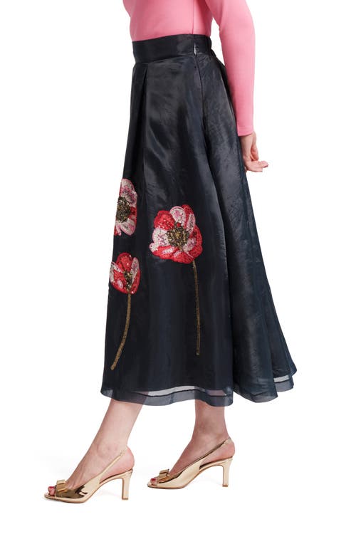 Frances Valentine Shea Maxi Skirt Organza Flower Poly Organza In White
