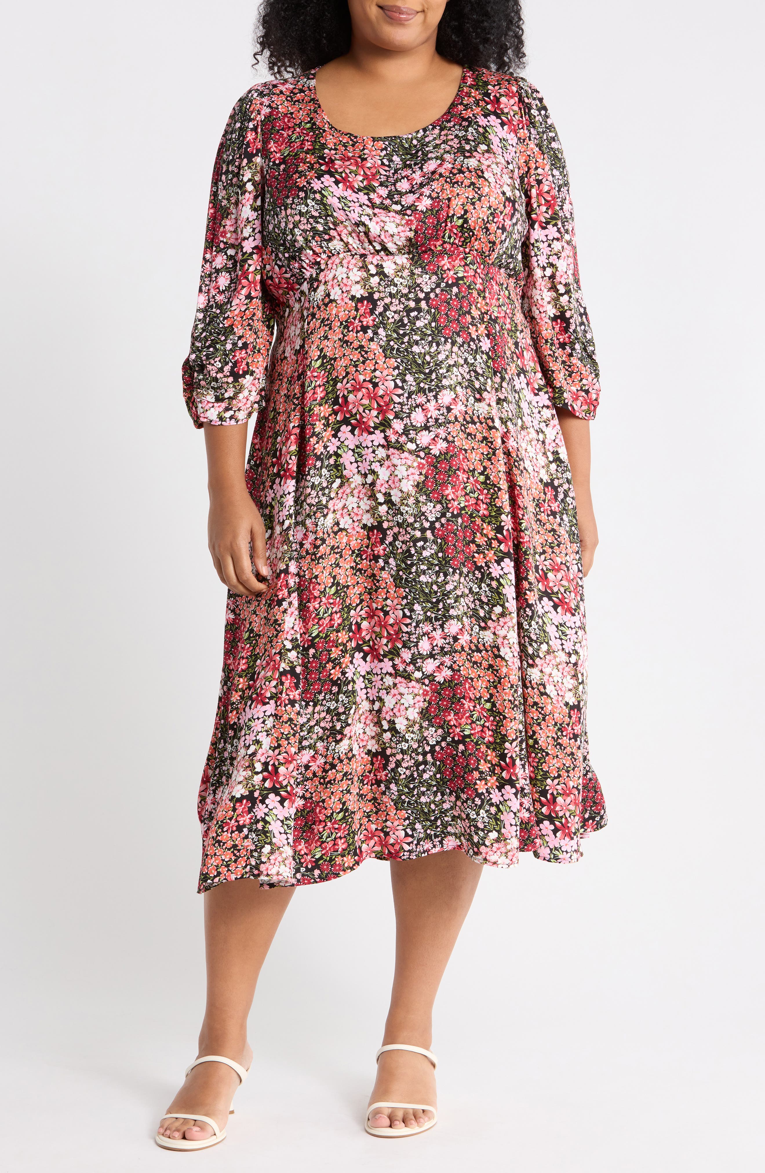 Floral Scoop Neck Midi Dress