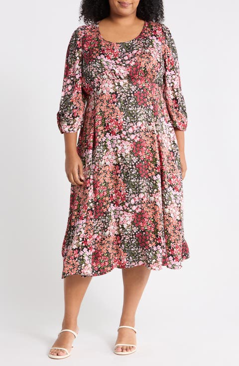 Floral Scoop Neck Midi Dress