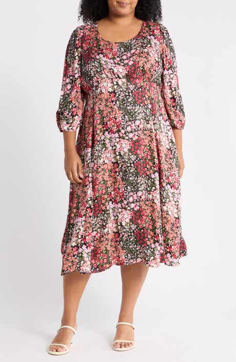 Floral Scoop Neck Midi Dress