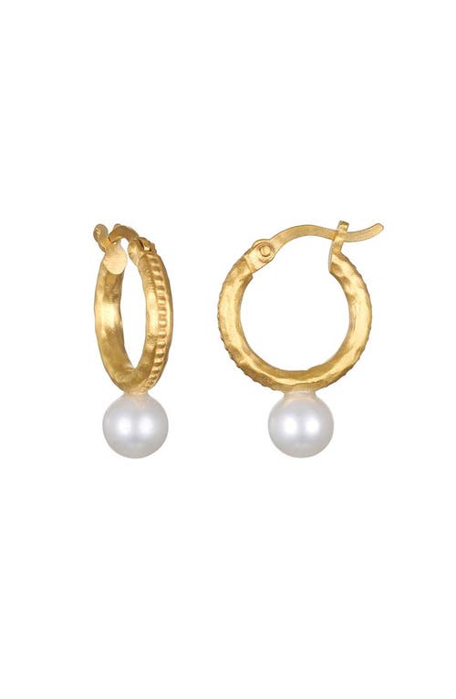 Satya Jewelry Nature's Harmony Pearl Hoop Earrings in Gold at Nordstrom
