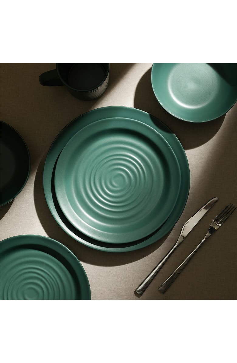 Stone Lain Orbit Stoneware 4-Piece Dinner Plate Set, Main, color, Green