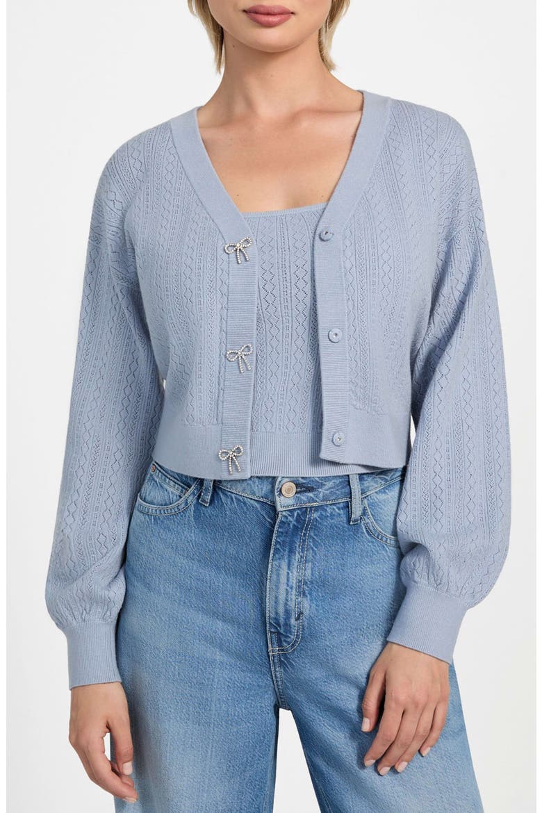 Lyla Pointelle Crop Cardigan, Main, color, NIMBUS BLUE