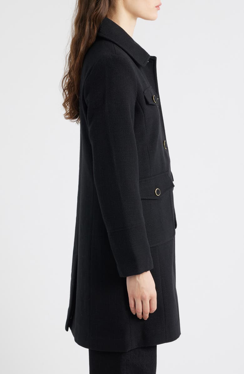 CeCe Longline Canvas Coat, Alternate, color, Black