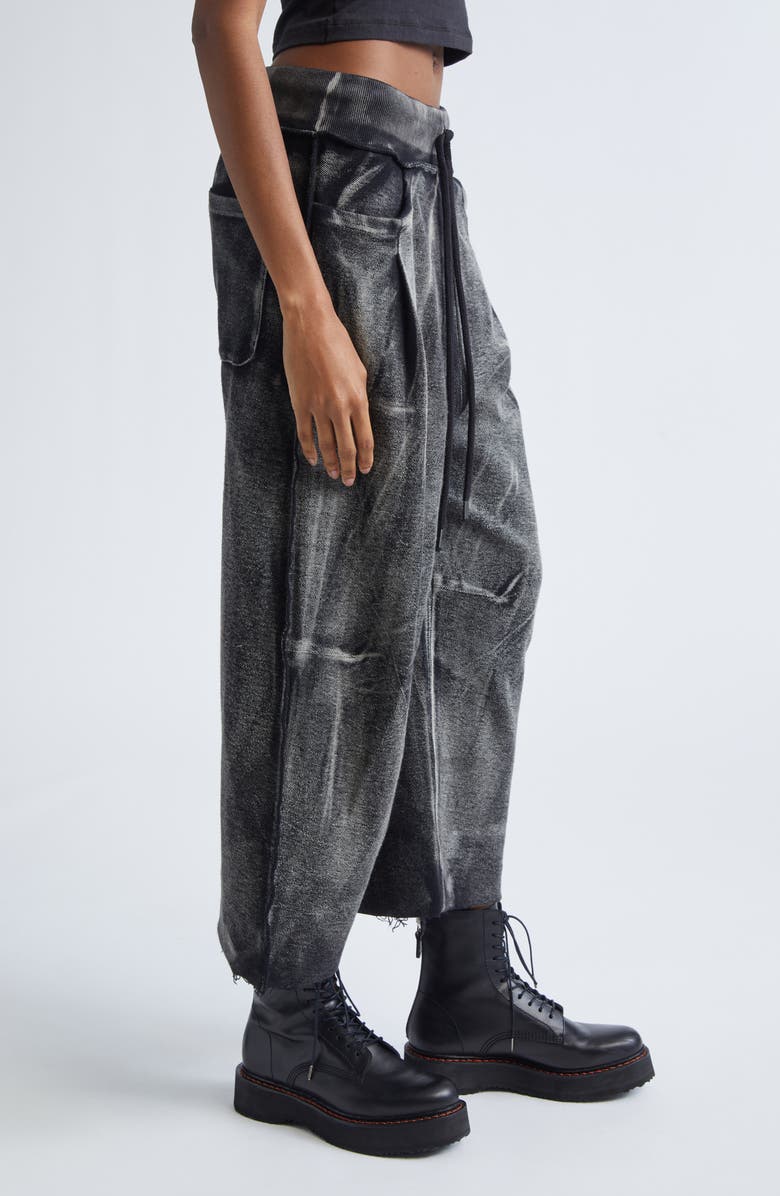 R13 Pleated Wide Leg Cotton Sweatpants, Alternate, color, Washed Black