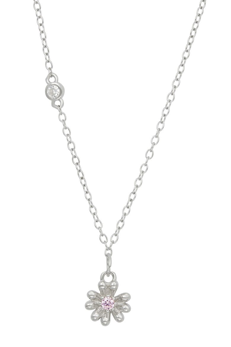 Cubic Zirconia Daisy Pendant Necklace, Main, color, SILVER