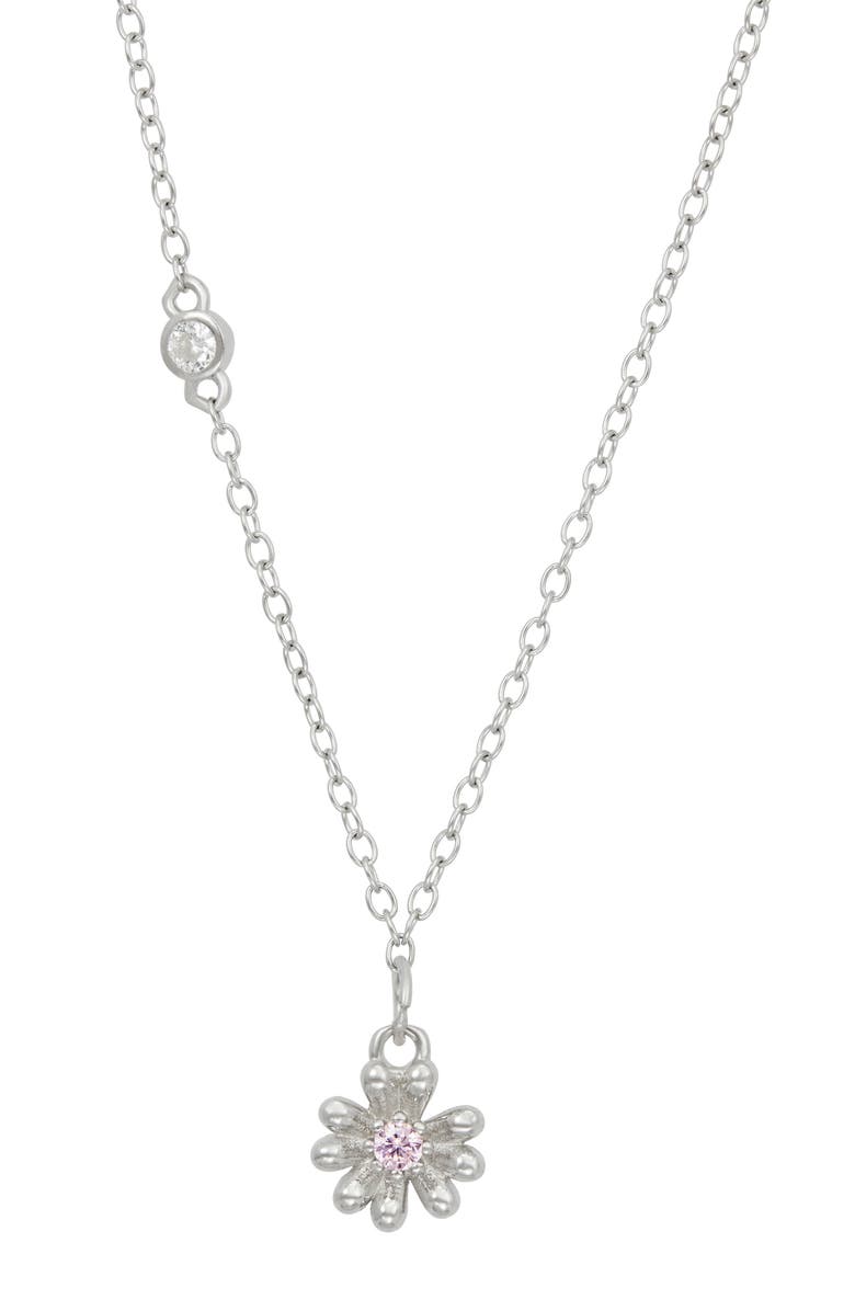 SAVVY CIE JEWELS Cubic Zirconia Daisy Pendant Necklace, Main, color, Silver