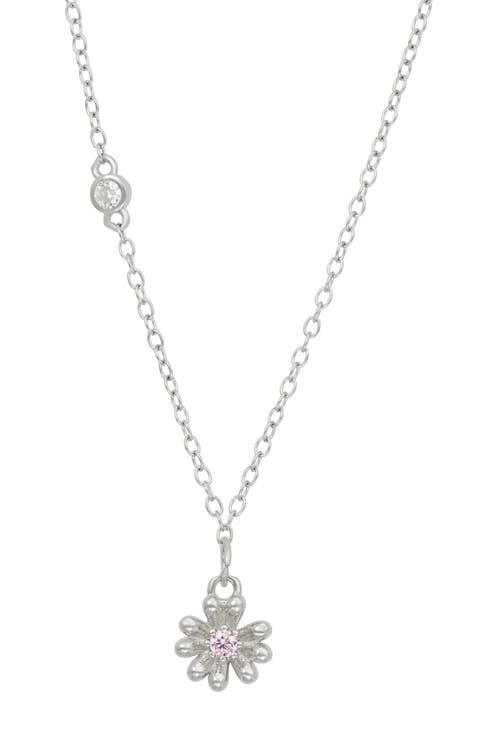 Cubic Zirconia Daisy Pendant Necklace