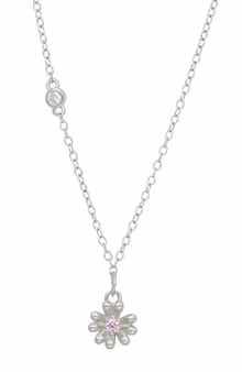 SAVVY CIE JEWELS Cubic Zirconia Daisy Pendant Necklace