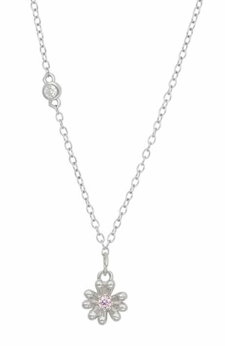 SAVVY CIE JEWELS Cubic Zirconia Daisy Pendant Necklace
