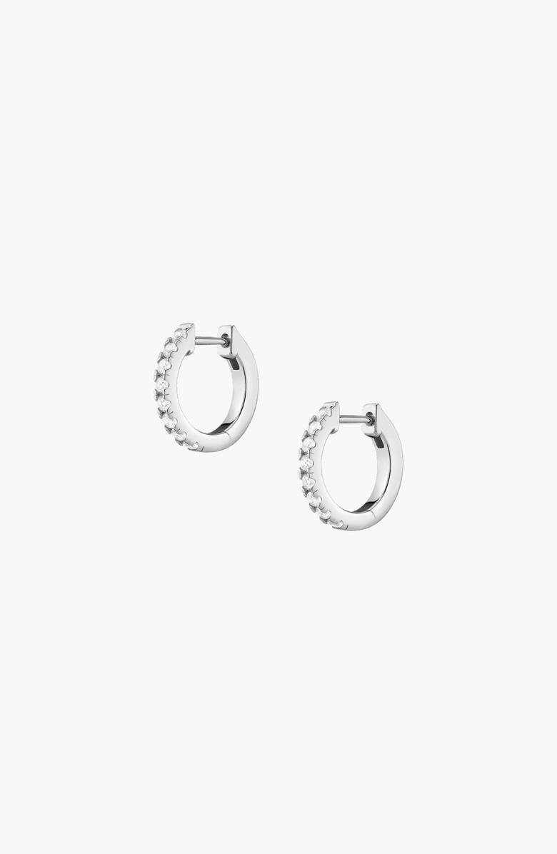 Aurate New York White Sapphire Huggie Earrings, Alternate, color, White Gold Vermeil