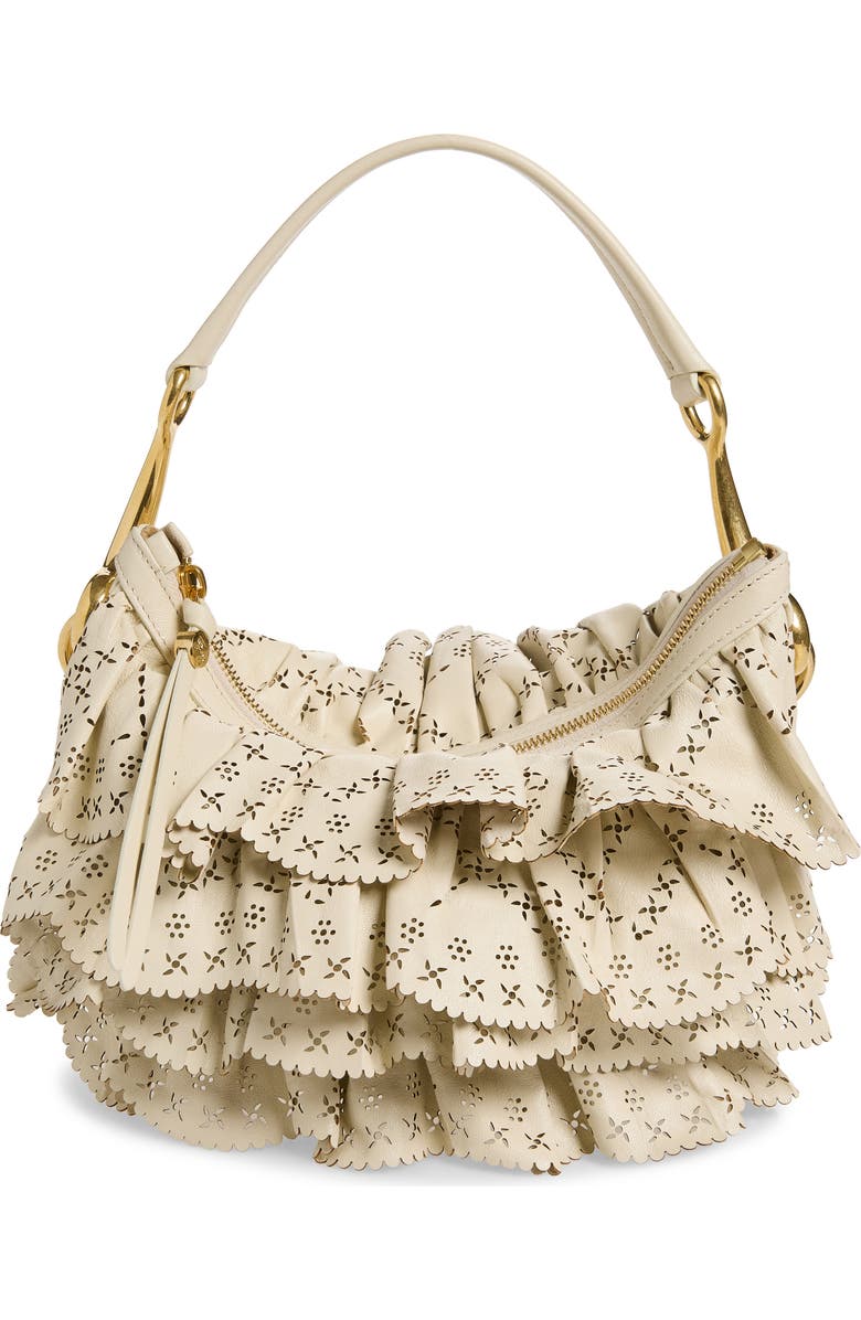 Burberry Bridle Perforated Ruffles Shoulder Bag, Main, color, Soap