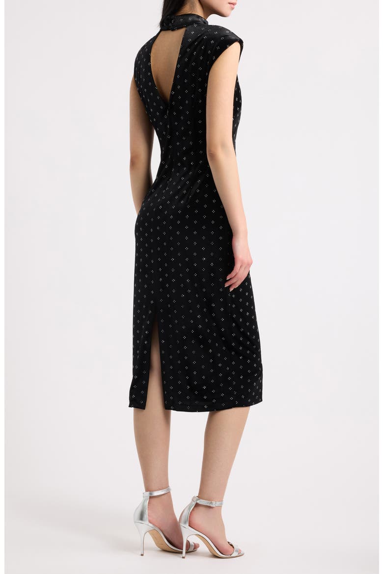 Cap Sleeve Velvet Midi Dress, Alternate, color, BLK
