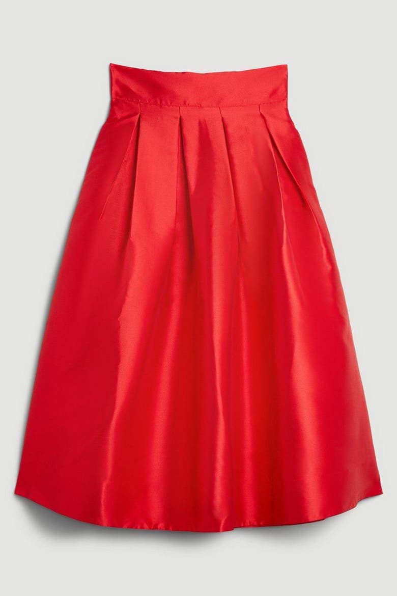 Twill Woven Prom Maxi Skirt, Alternate, color, Red