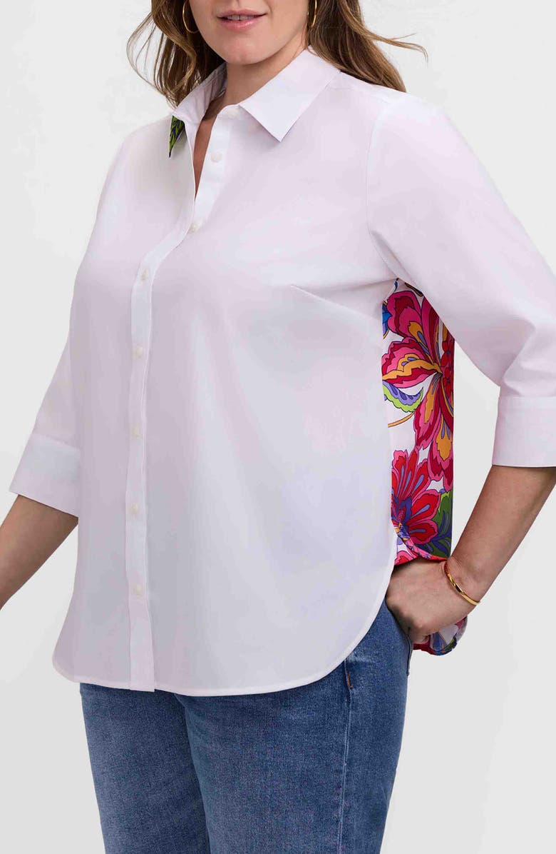 Foxcroft Meghan Para Blooms Mix Print Stretch Cotton Blend Button-Up Shirt, Alternate, color, 