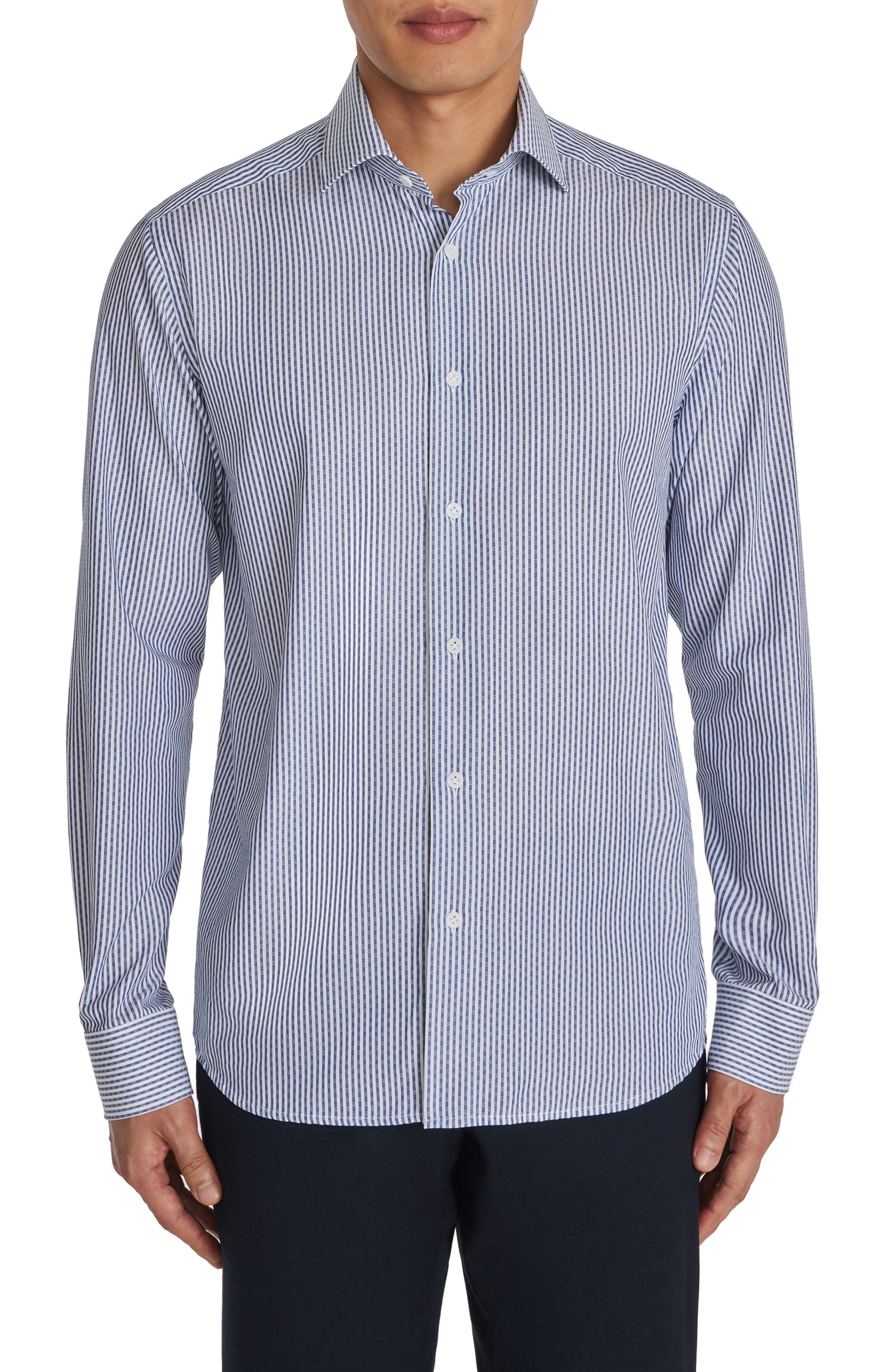 Jack Victor Aaron Stripe Cotton Button-Up Shirt