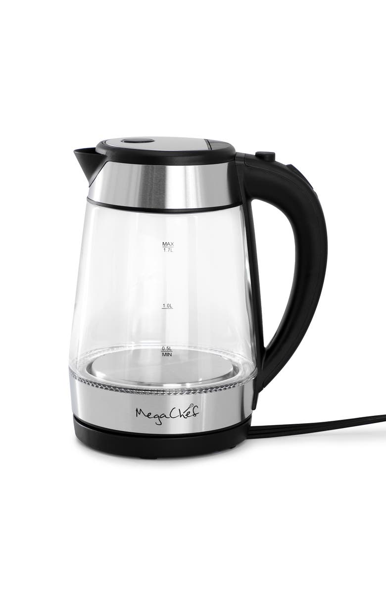 Megachef 1.8 Quart Glass and Stainless Steel Electric Tea Kettle in Silver, Alternate, color, Grey