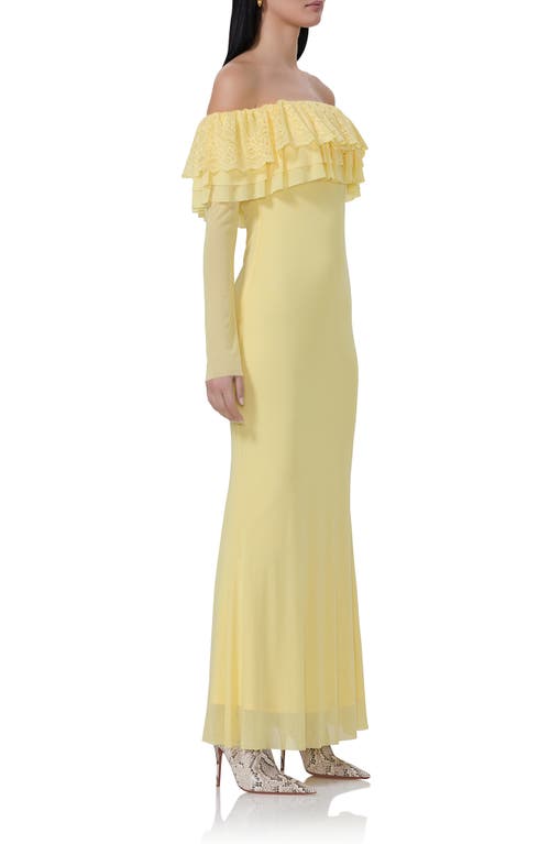 AFRM AFRM BETTY OFF THE SHOULDER LONG SLEEVE MESH MAXI DRESS 